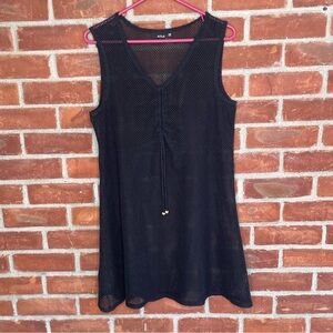 Black mesh mini dress coverup